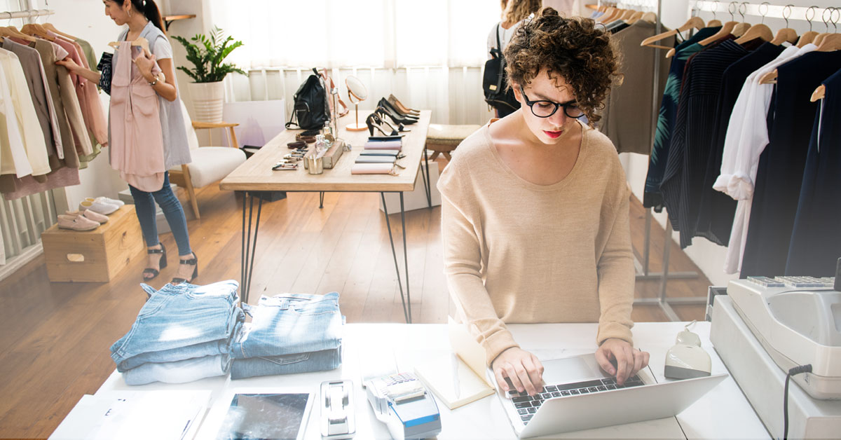 Women using Business Broadband on laptop